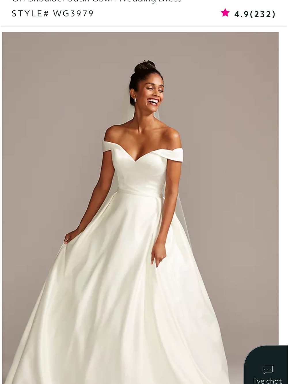 Off-Shoulder Satin Ball Gown Wedding Dress - Ivory